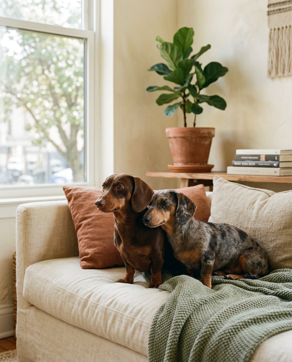 Two dachshunds together